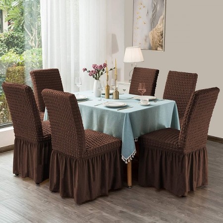 chair cover 6 pcs coffee color