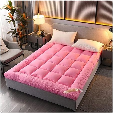 Pink Colour 5/7 Feet Primium Deluxe Mattress Topper