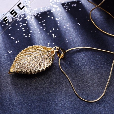 24k gold plated locket chain leaf