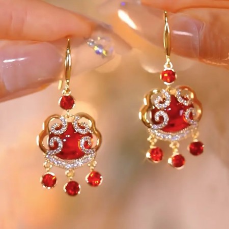 Exclusive Korean(Long tassel) Style red Stone Earrings: Elegant Fashion for Women