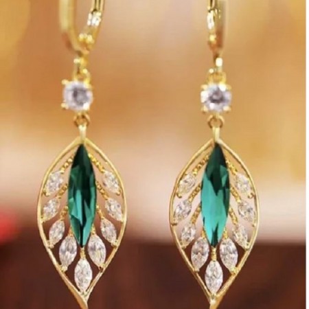 Exclusive Korean(leaf) Style Stone Earrings: Elegant Fashion for Women