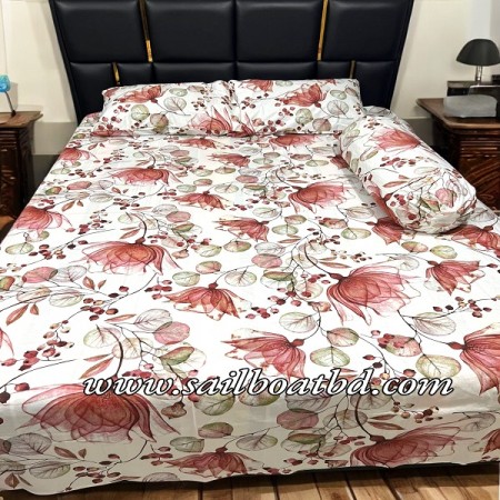 E-8 Premium King Size 4 Pcs Set Bedsheet (100% cotton )