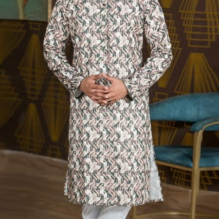 APR -2 Premium Cotton Printed Comfortable Panjabi