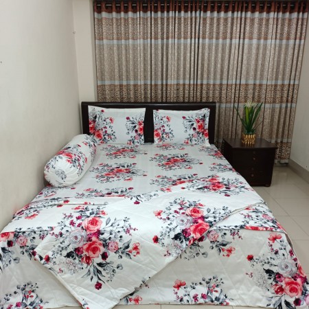 Premium 5 Pecs AC Quilt Set – King Size – White Rose
