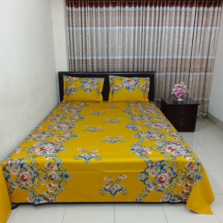 BO-14 Luxury Twill Cotton premium Bedsheet – King Size – 3Pecs