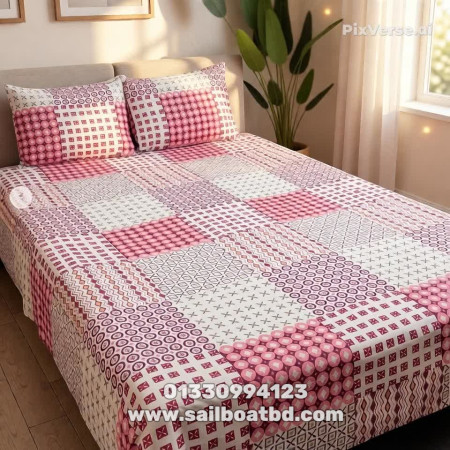 E-17 Premium King Size 4 Pcs Set Bedsheet (100% cotton )