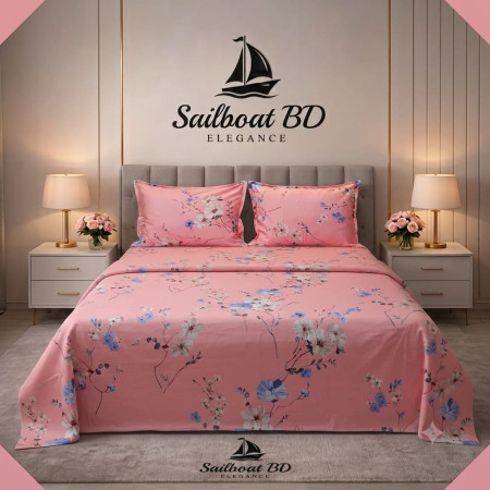 CSK-4 Luxury Twill Cotton Bedsheet King Size ( 3 pcs set)